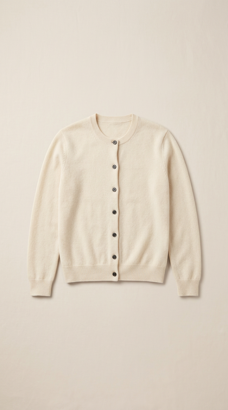 Cream cashmere cardigan with shawl collar