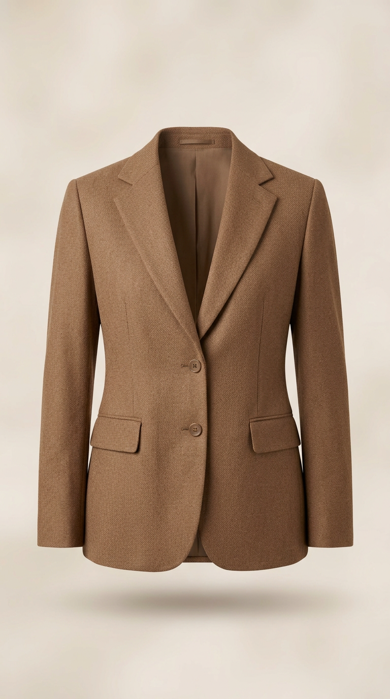 Hazelnut wool tailored jacket with satin lining