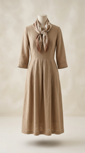 Heirloom linen midi dress with silk scarf